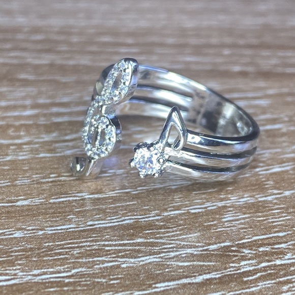 NEW Music Note Ring clear stone cz - Picture 4 of 6